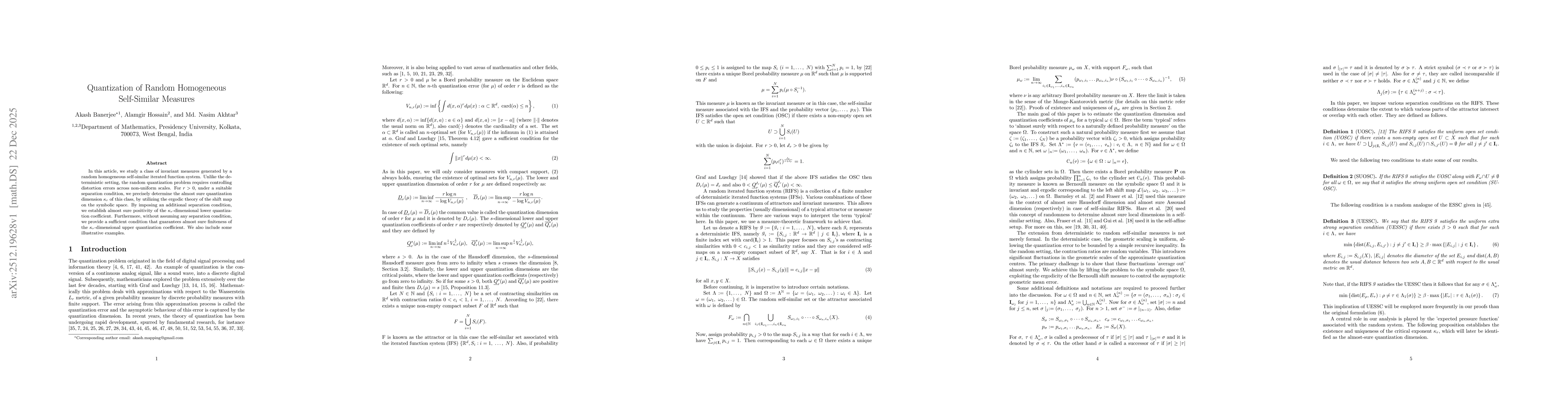 Thumbnail for Quantization of Random Homogeneous Self-Similar Measures