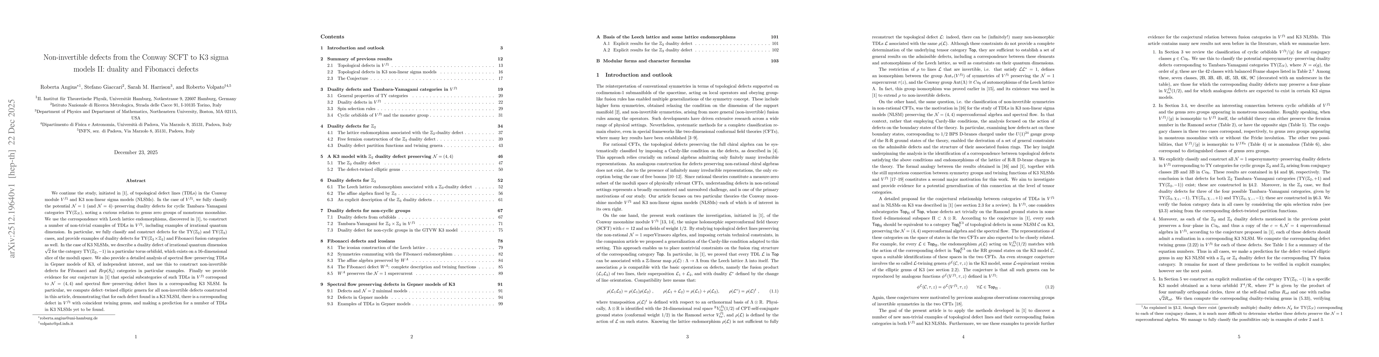 Thumbnail for Non-invertible defects from the Conway SCFT to K3 sigma models II: duality and Fibonacci defects