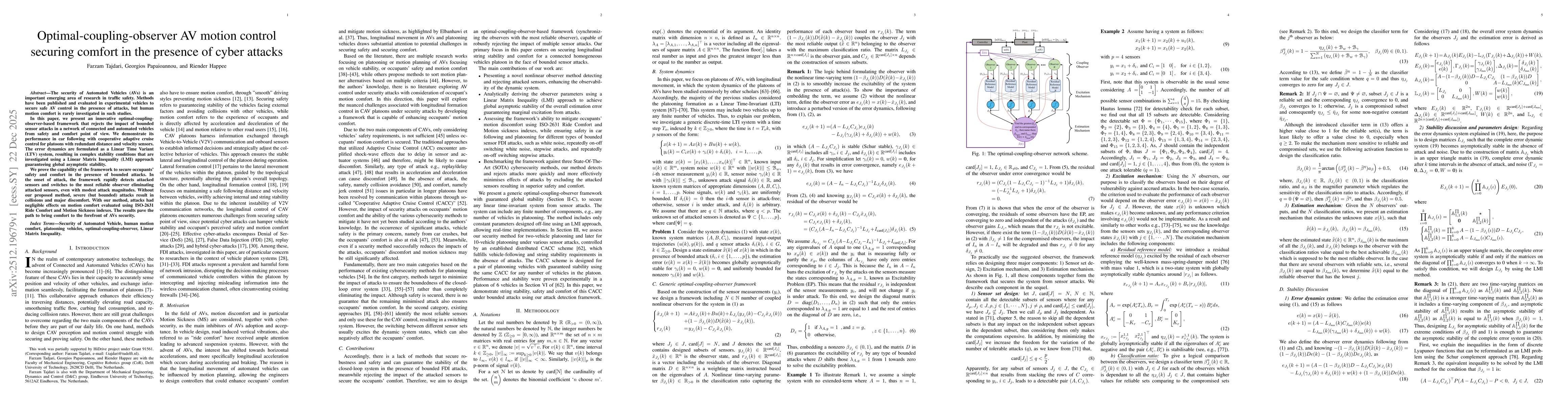 Thumbnail for Optimal-coupling-observer AV motion control securing comfort in the presence of cyber attacks