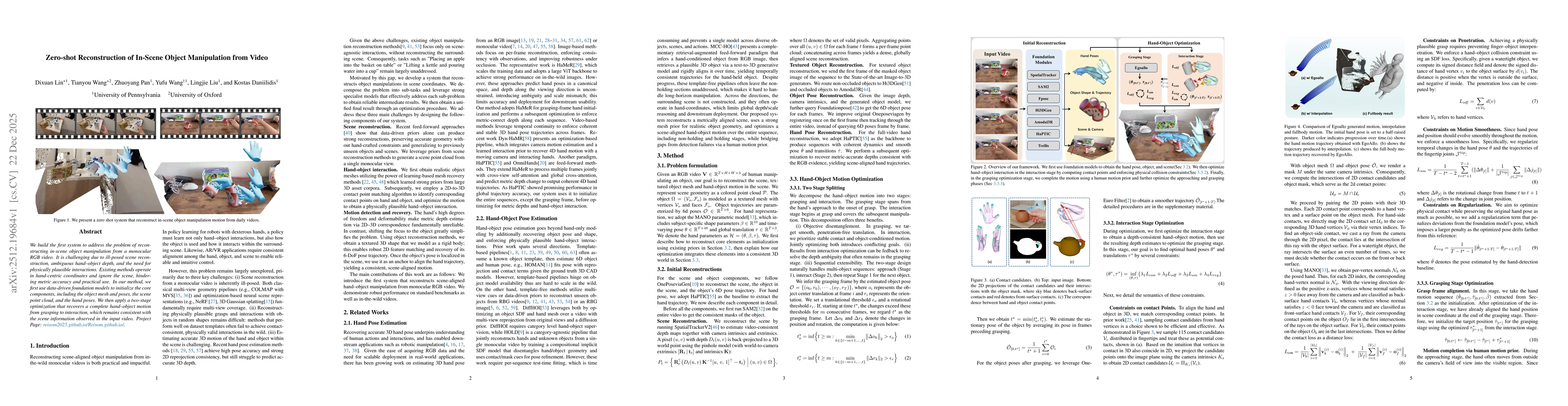 Thumbnail for Zero-shot Reconstruction of In-Scene Object Manipulation from Video