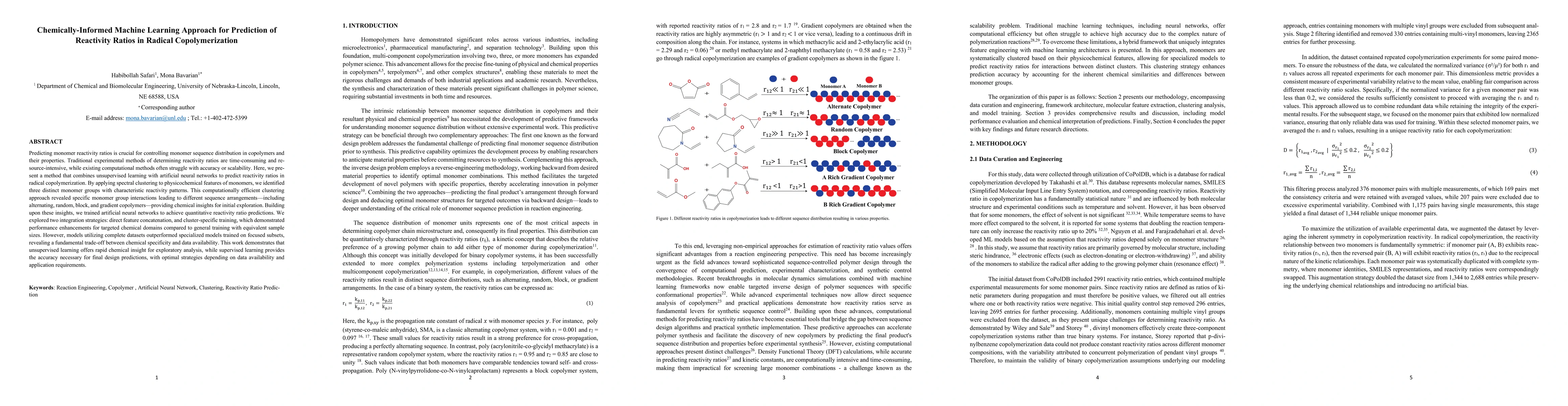 Thumbnail for Chemically-Informed Machine Learning Approach for Prediction of Reactivity Ratios in Radical Copolymerization