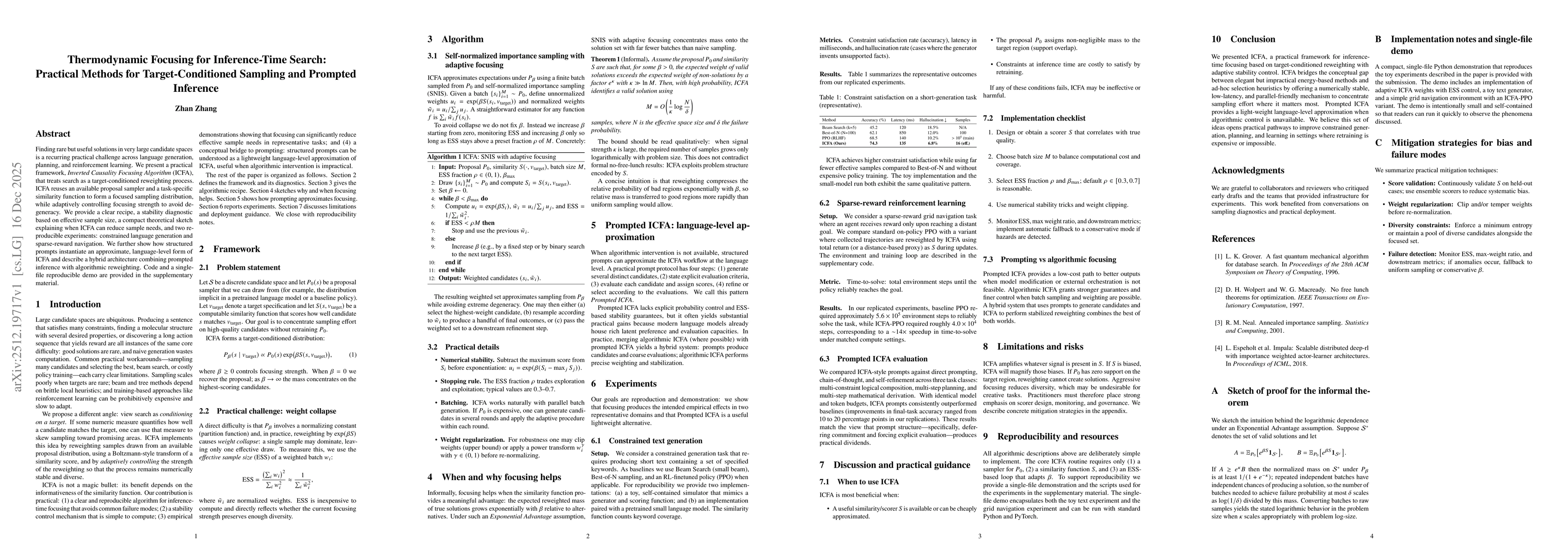 Thumbnail for Thermodynamic Focusing for Inference-Time Search: Practical Methods for Target-Conditioned Sampling and Prompted Inference