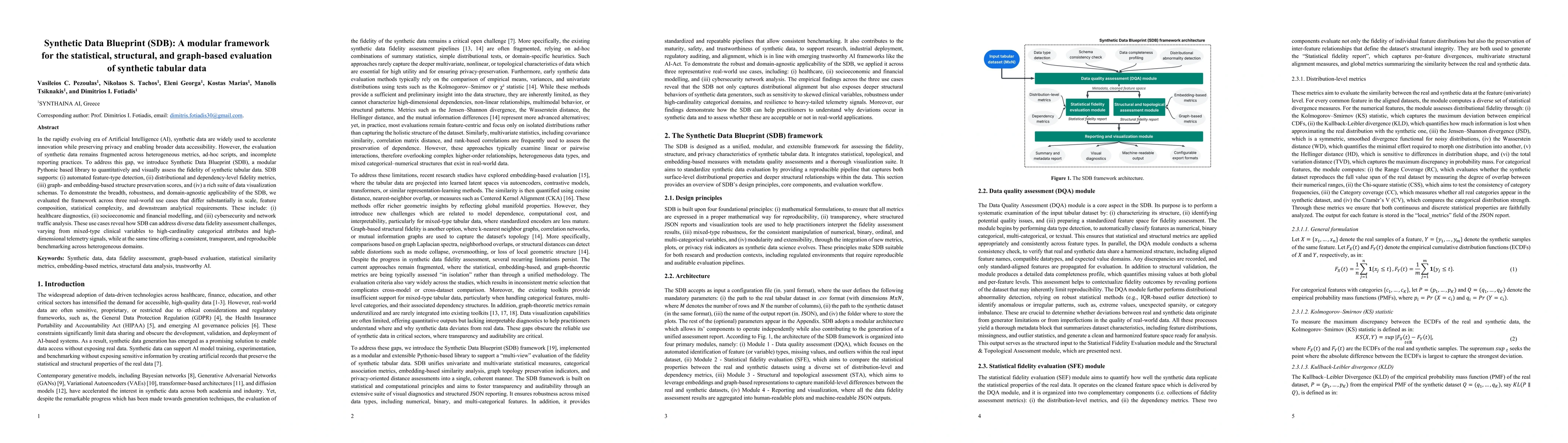Thumbnail for Synthetic Data Blueprint (SDB): A modular framework for the statistical, structural, and graph-based evaluation of synthetic tabular data