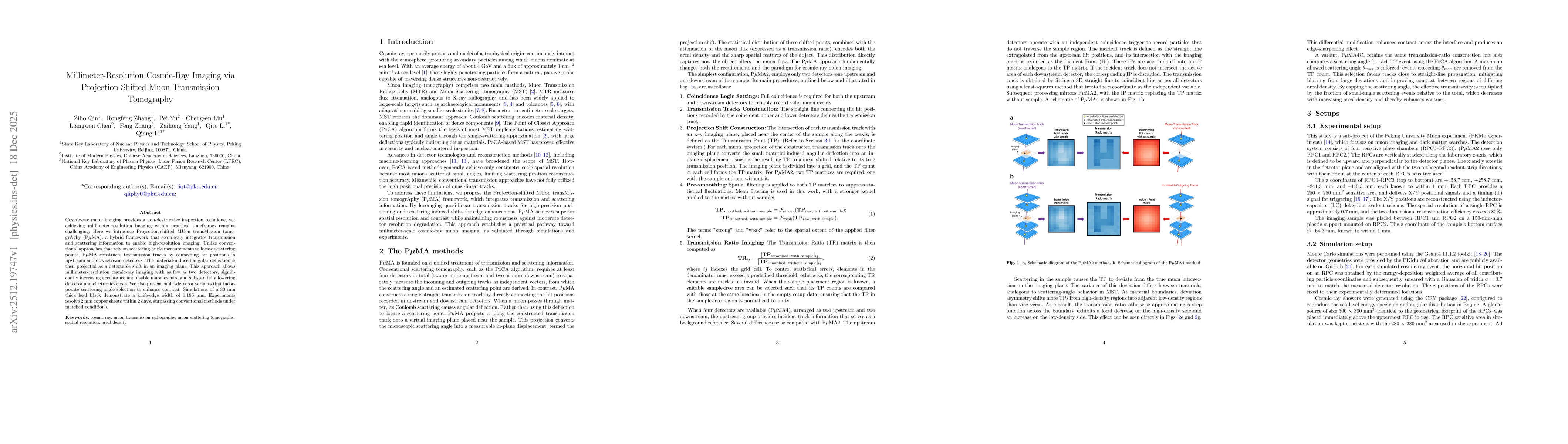 Thumbnail for Millimeter-Resolution Cosmic-Ray Imaging via Projection-Shifted Muon Transmission Tomography