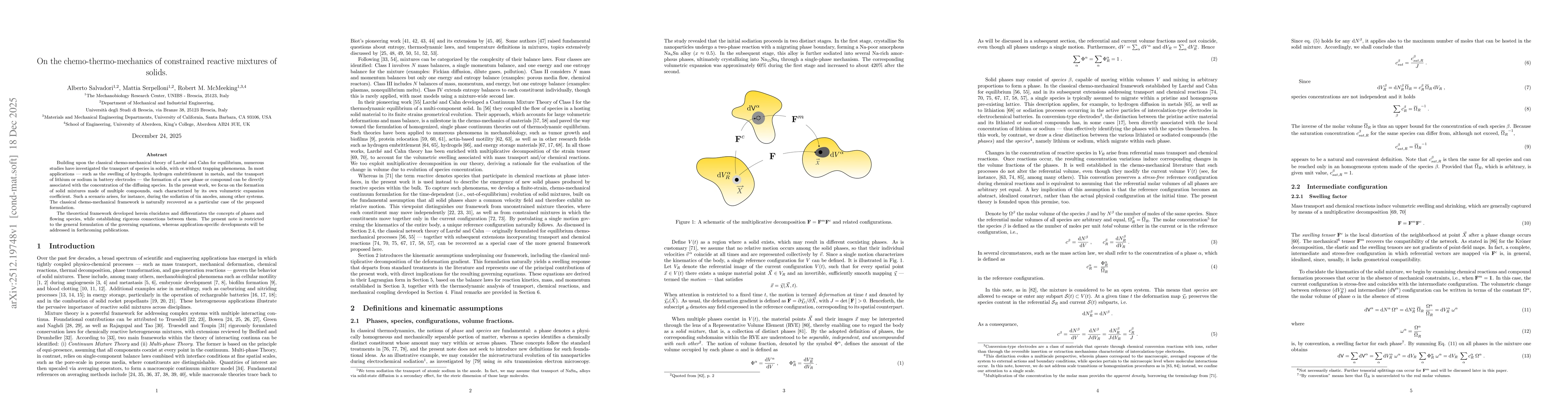 Thumbnail for On the chemo-thermo-mechanics of constrained reactive mixtures of solids