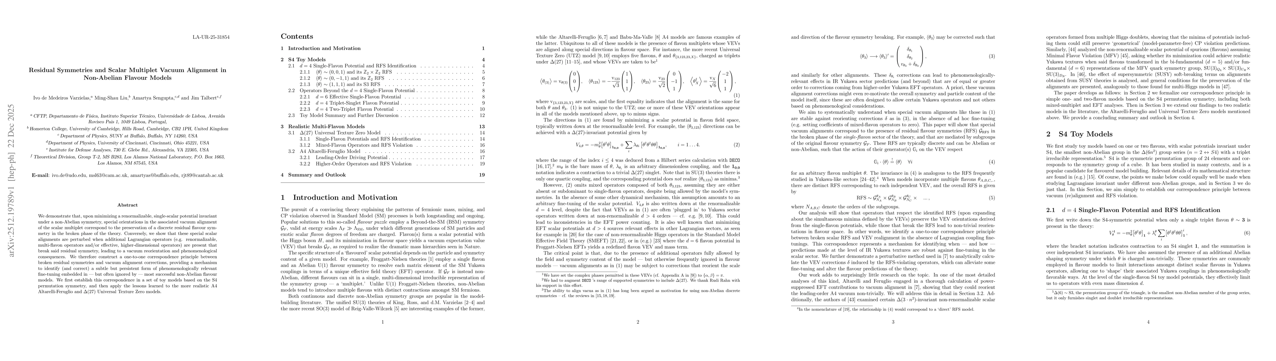 Thumbnail for Residual Symmetries and Scalar Multiplet Vacuum Alignment in Non-Abelian Flavour Models