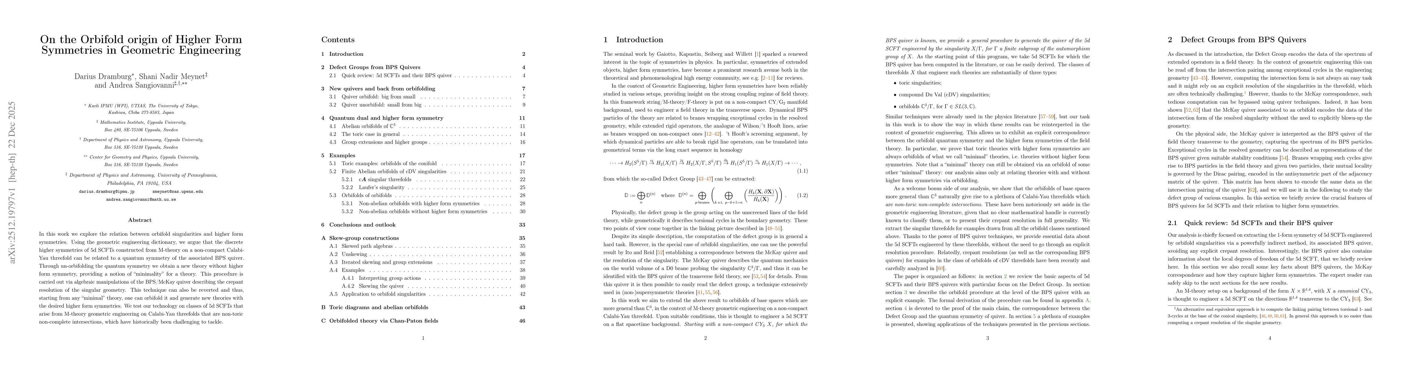 Thumbnail for On the Orbifold origin of Higher Form Symmetries in Geometric Engineering