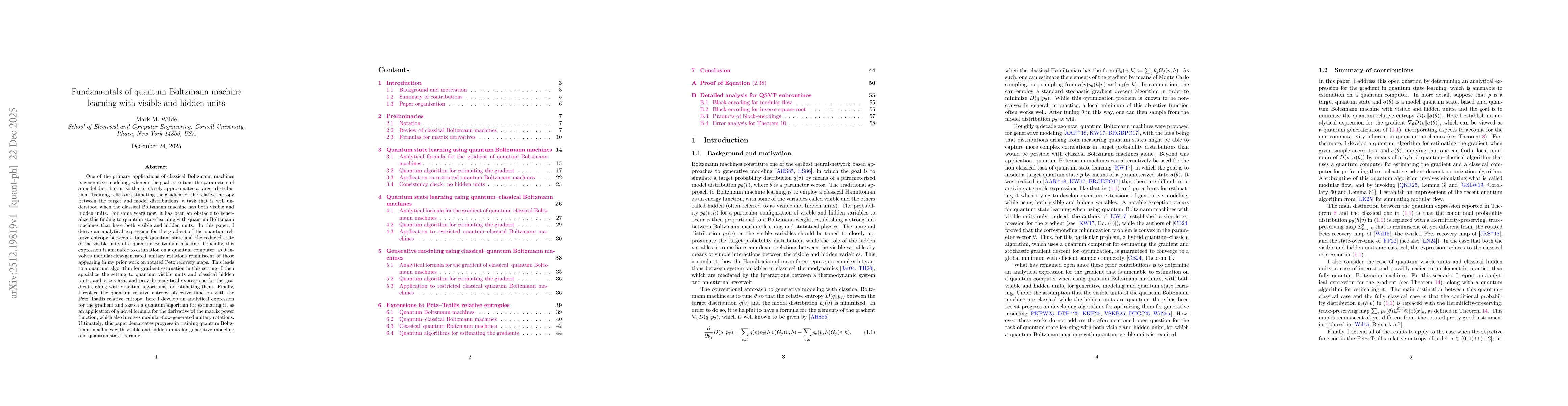 Thumbnail for Fundamentals of quantum Boltzmann machine learning with visible and hidden units
