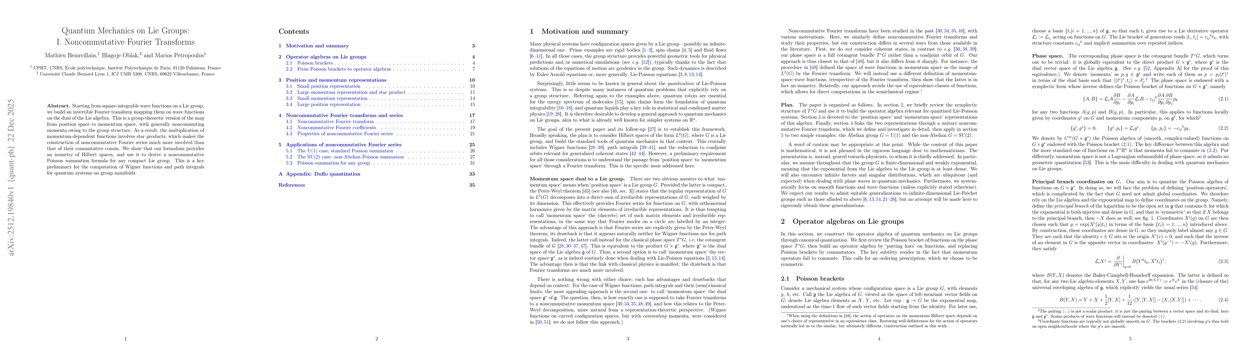 Thumbnail for Quantum Mechanics on Lie Groups: I. Noncommutative Fourier Transforms