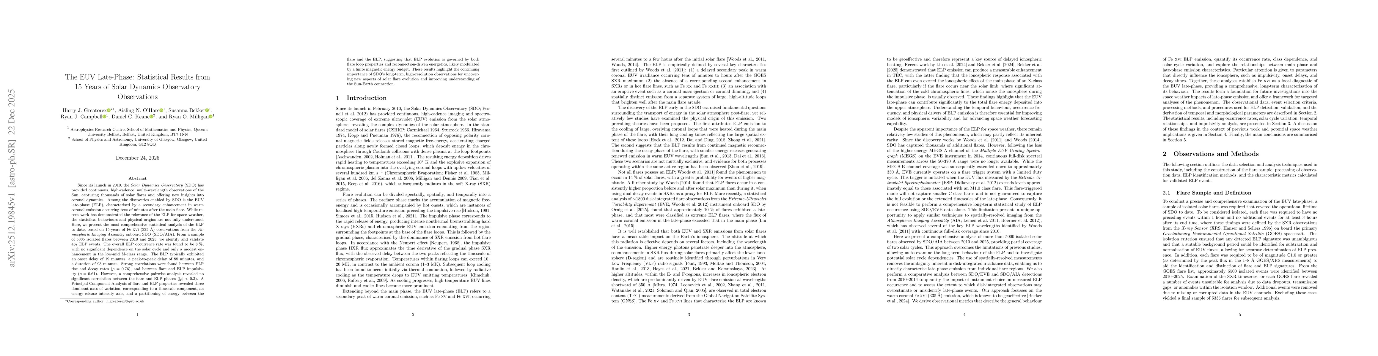Thumbnail for The EUV Late-Phase: Statistical Results from 15 Years of Solar Dynamics Observatory Observations