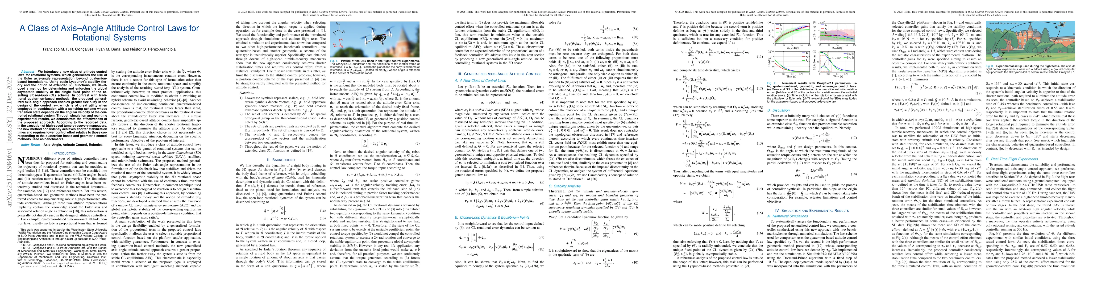 Thumbnail for A Class of Axis-Angle Attitude Control Laws for Rotational Systems