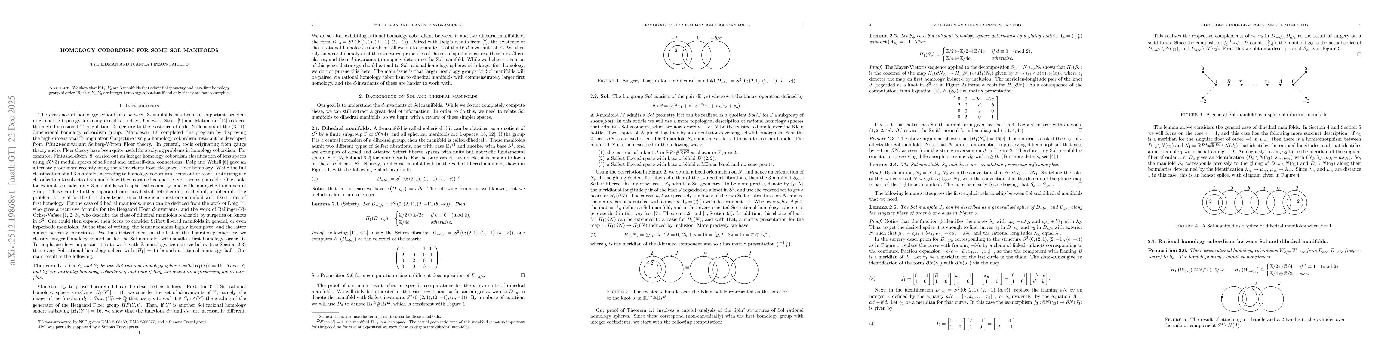 Thumbnail for Homology cobordism for some Sol manifolds