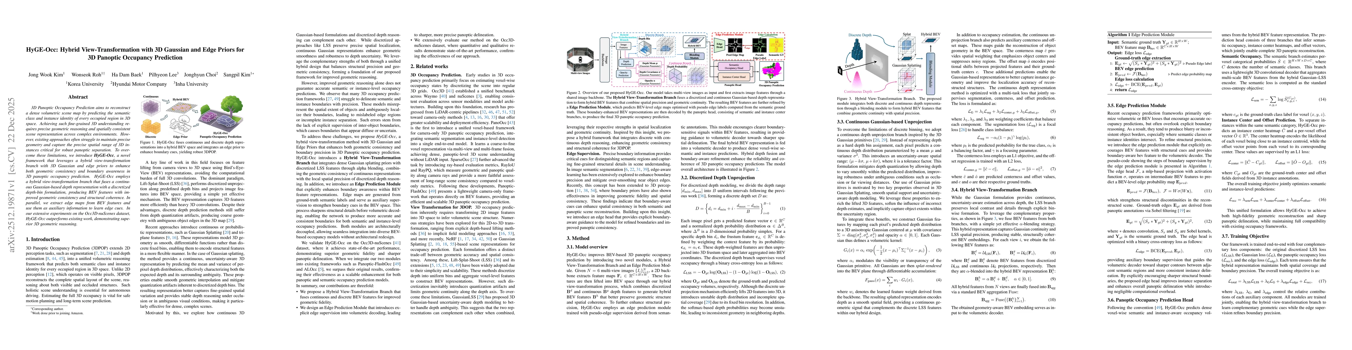 Thumbnail for HyGE-Occ: Hybrid View-Transformation with 3D Gaussian and Edge Priors for 3D Panoptic Occupancy Prediction