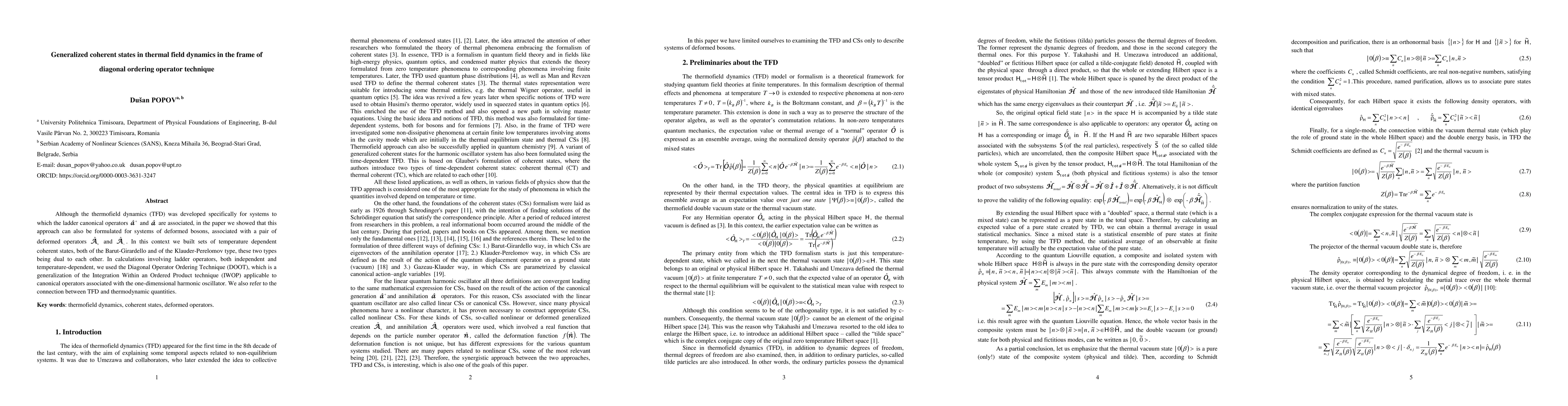 Thumbnail for Generalized coherent states in thermal field dynamics in the frame of diagonal ordering operator technique