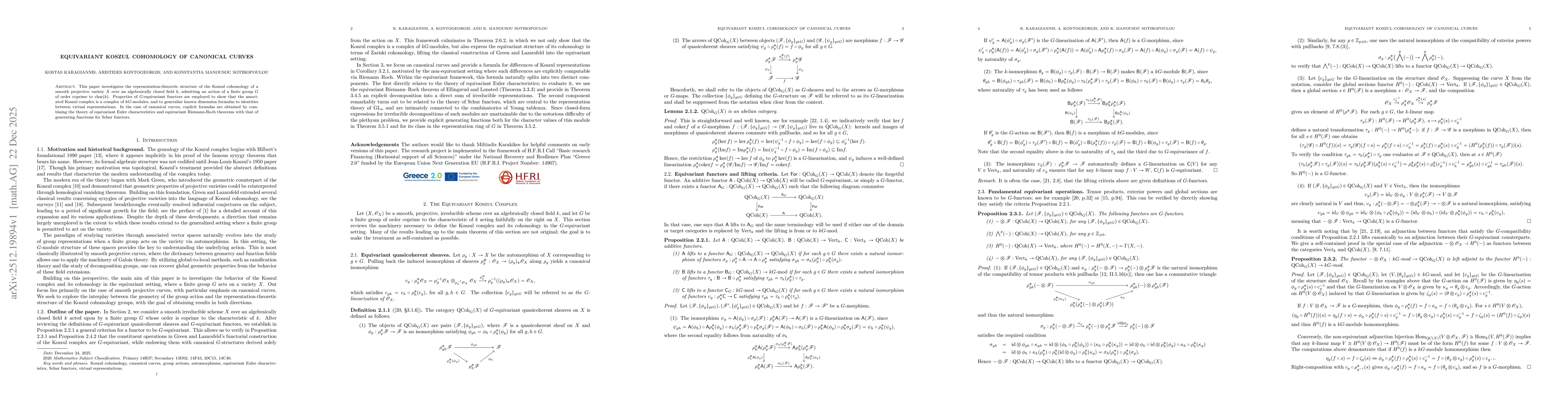 Thumbnail for Equivariant Koszul Cohomology of Canonical Curves