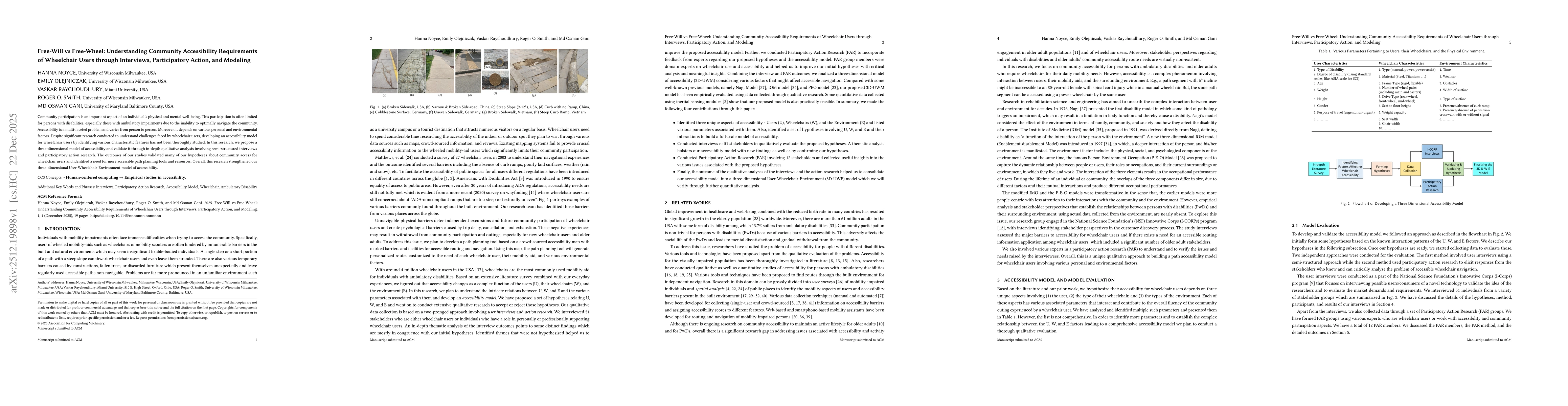 Thumbnail for Free-Will vs Free-Wheel: Understanding Community Accessibility Requirements of Wheelchair Users through Interviews, Participatory Action, and Modeling