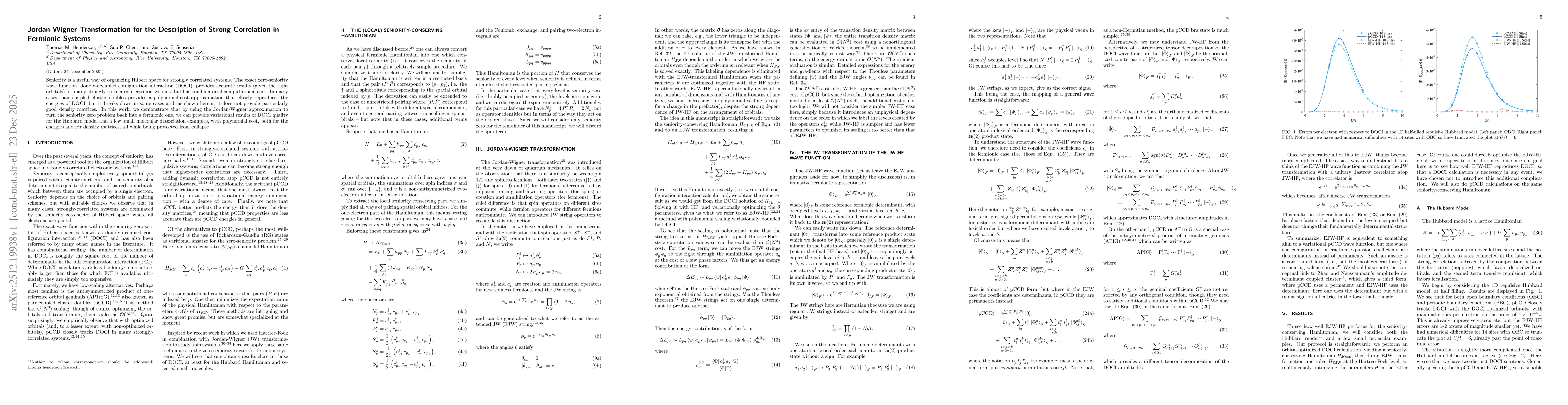 Thumbnail for Jordan-Wigner Transformation for the Description of Strong Correlation in Fermionic Systems
