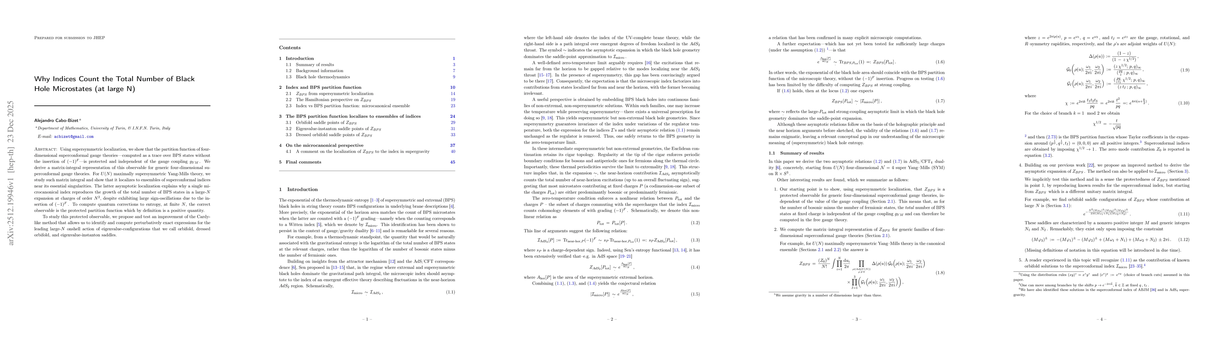 Thumbnail for Why Indices Count the Total Number of Black Hole Microstates (at large N)