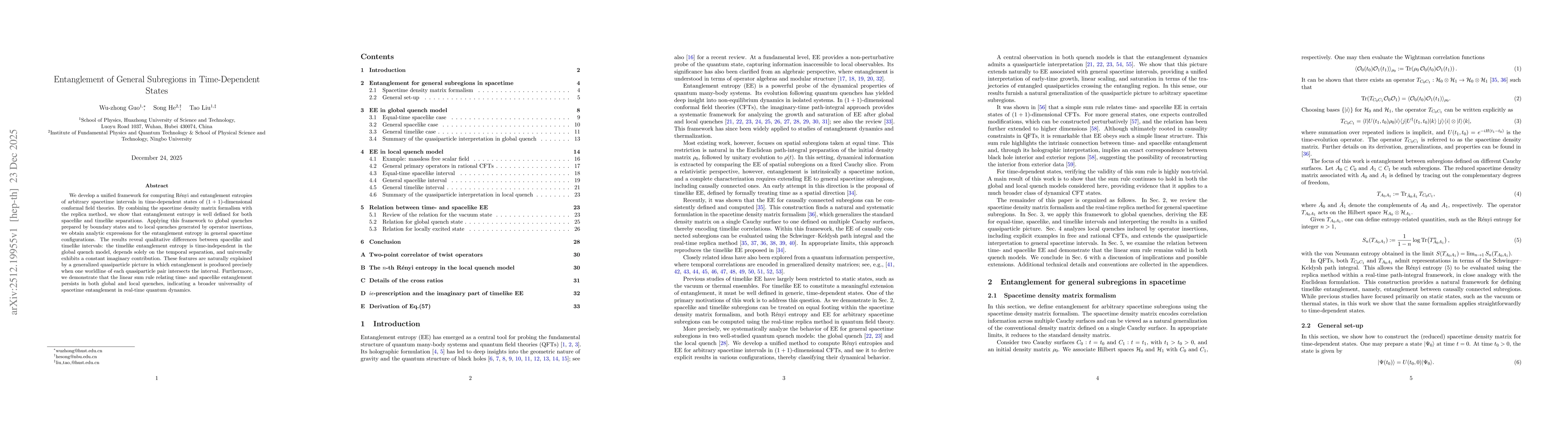 Thumbnail for Entanglement of General Subregions in Time-Dependent States