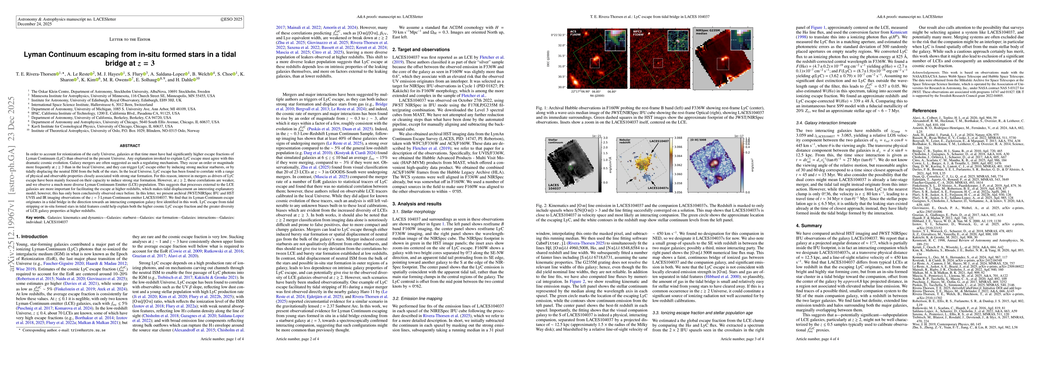 Thumbnail for Lyman Continuum escaping from in-situ formed stars in a tidal bridge at z = 3