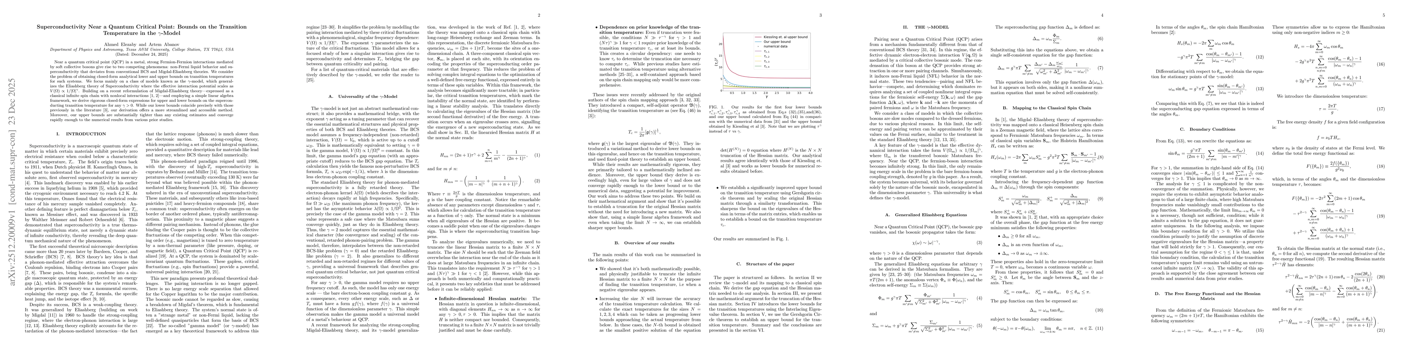 Thumbnail for Superconductivity Near a Quantum Critical Point: Bounds on the Transition Temperature in the $γ$-Model