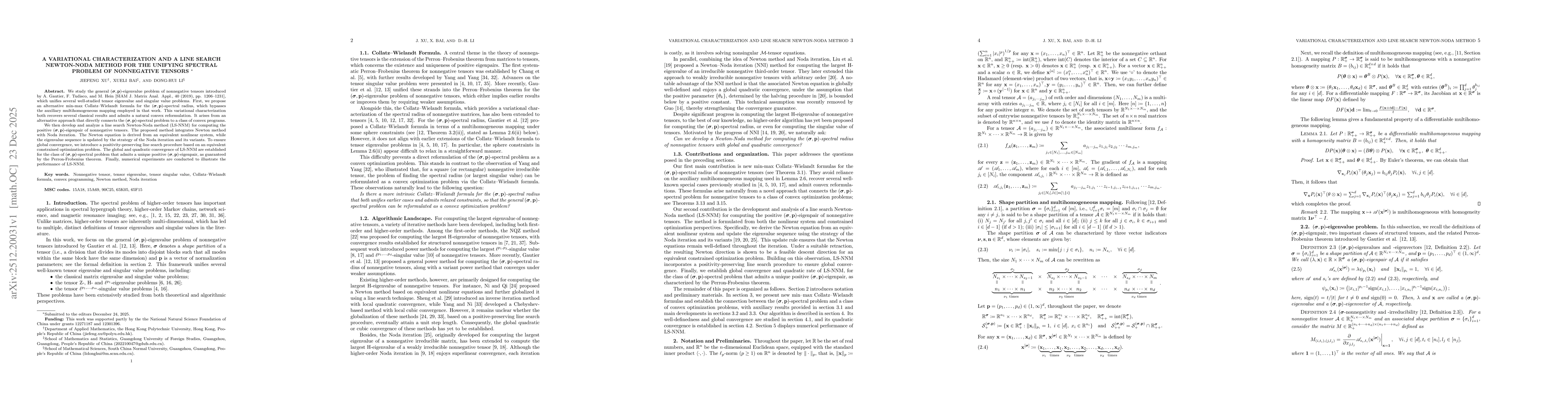 Thumbnail for A Variational Characterization and A Line Search Newton-Noda Method for the unifying spectral problem of nonnegative tensors