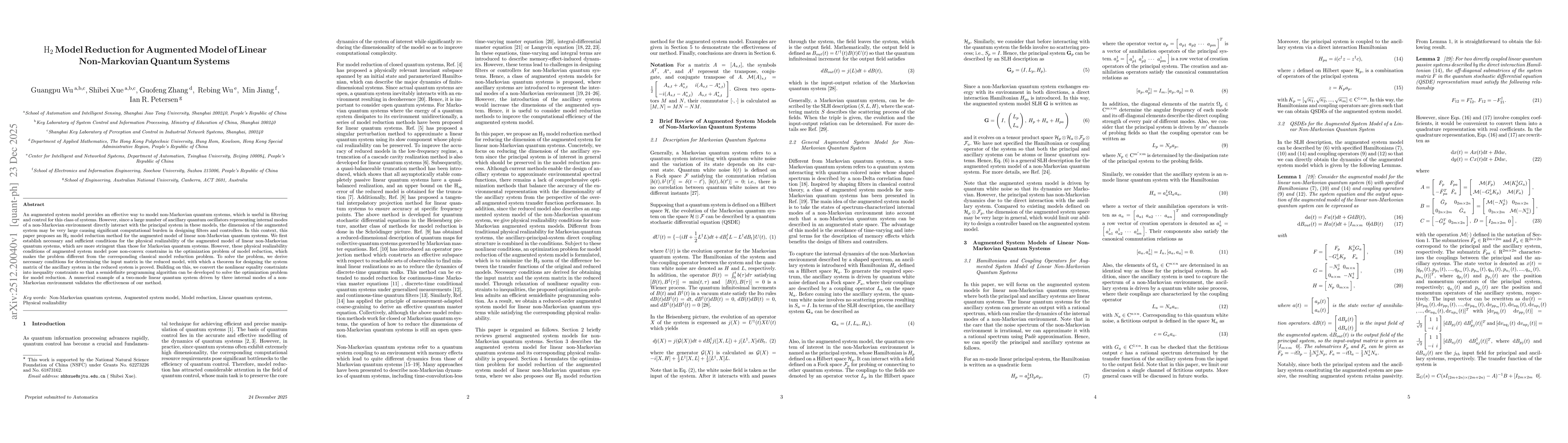 Thumbnail for $\mathscr{H}_2$ Model Reduction for Augmented Model of Linear Non-Markovian Quantum Systems