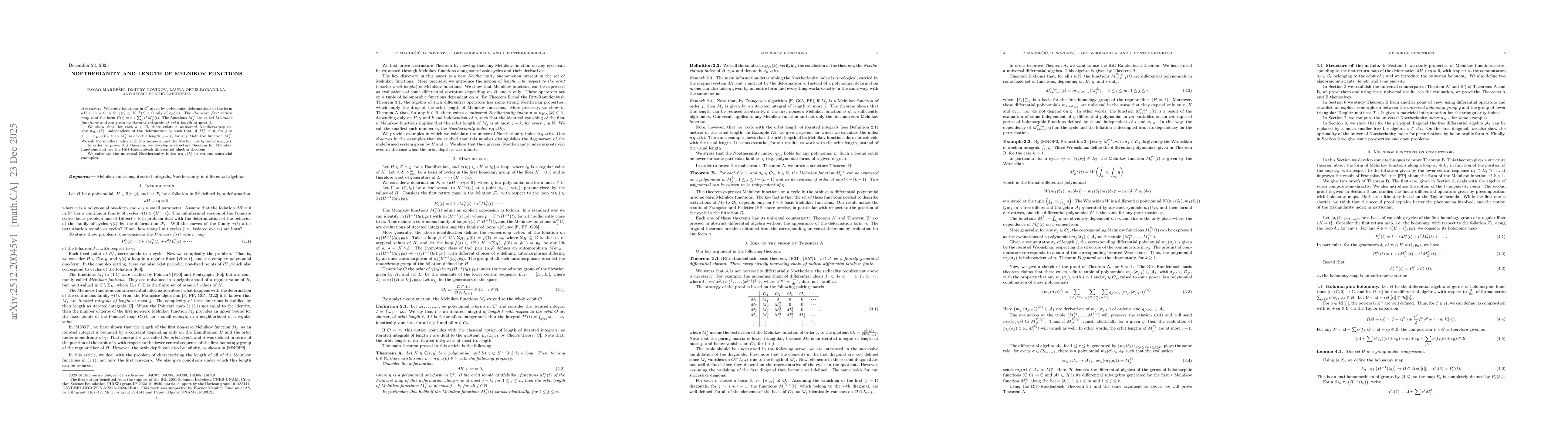 Thumbnail for Noetherianity and length of Melnikov functions