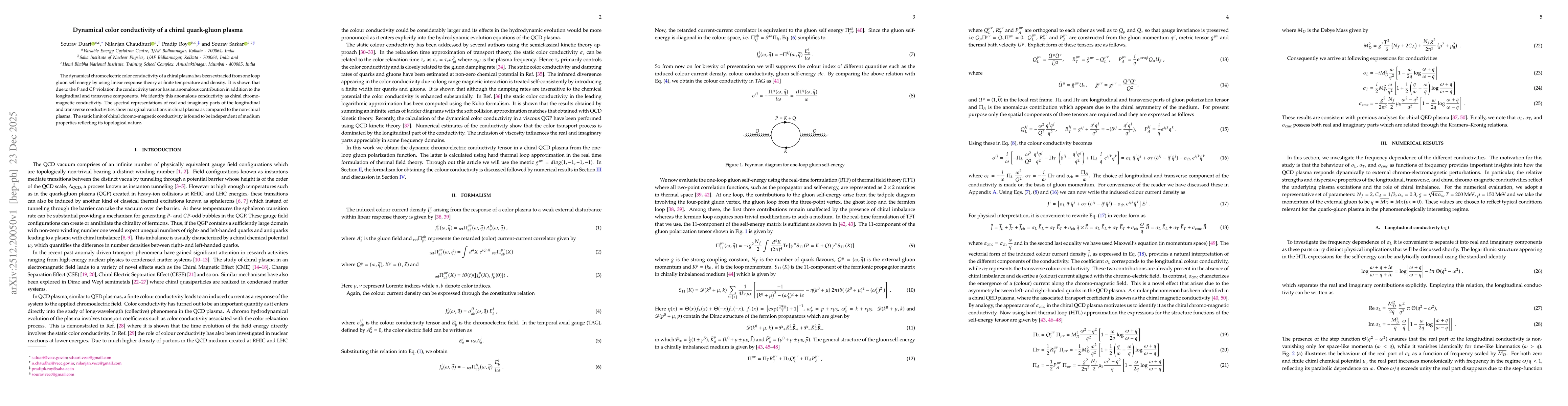 Thumbnail for Dynamical color conductivity of a chiral quark-gluon plasma