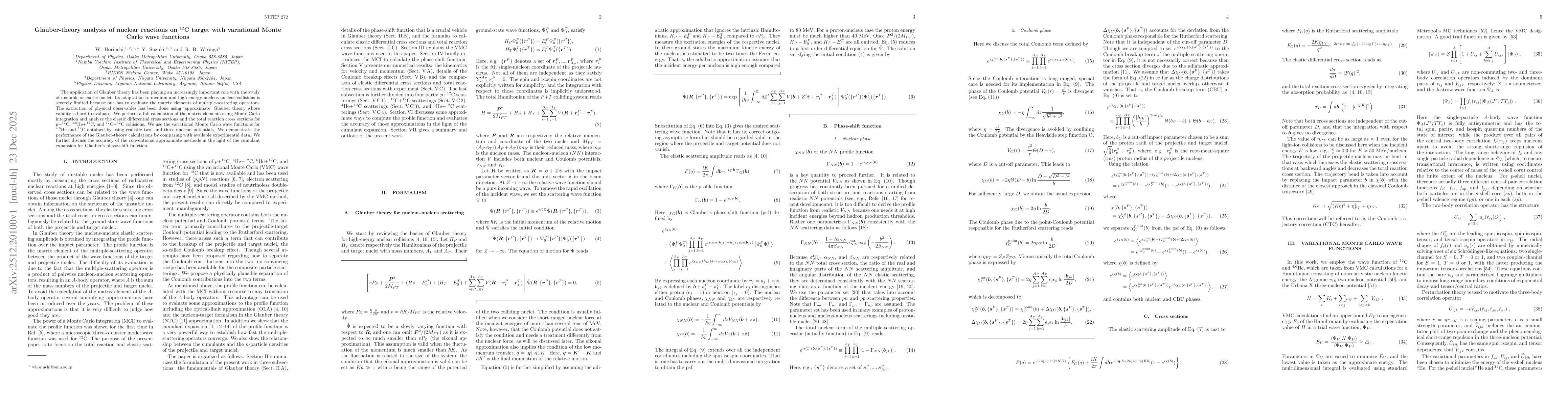 Thumbnail for Glauber-theory analysis of nuclear reactions on 12C target with variational Monte Carlo wave functions