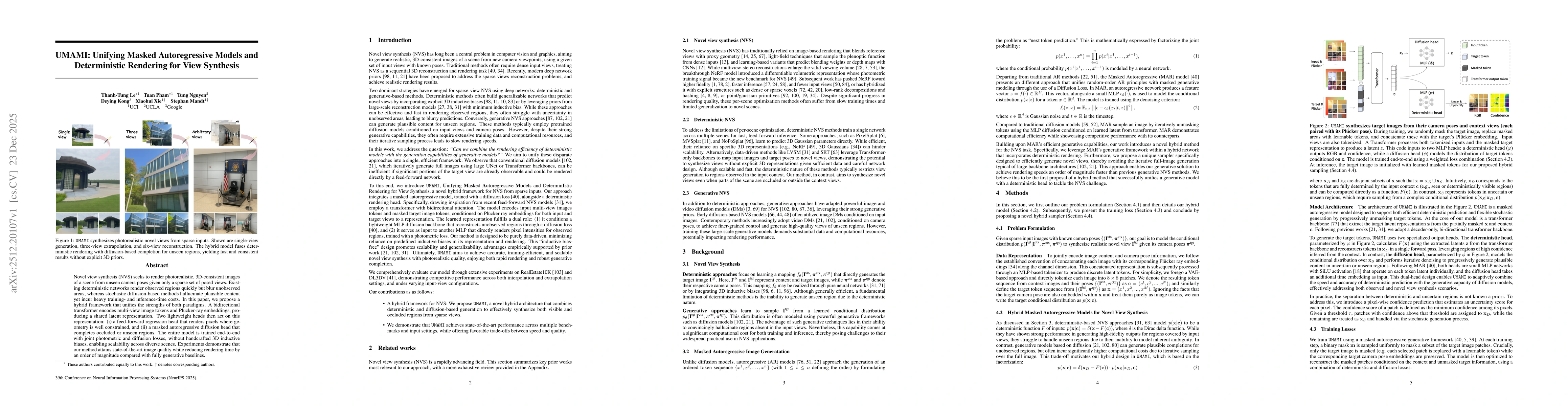Thumbnail for UMAMI: Unifying Masked Autoregressive Models and Deterministic Rendering for View Synthesis
