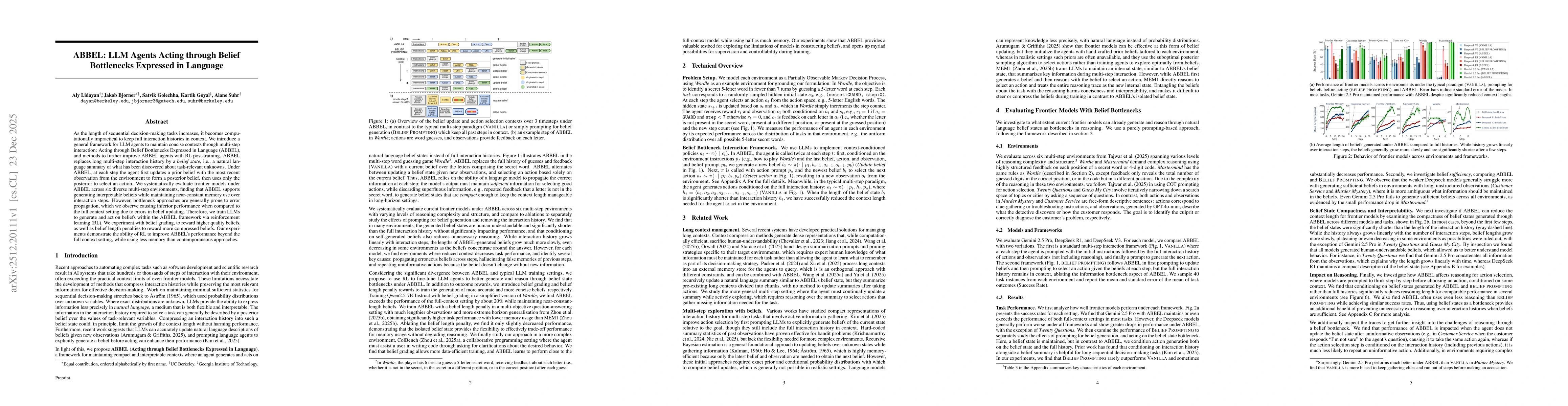 Thumbnail for ABBEL: LLM Agents Acting through Belief Bottlenecks Expressed in Language