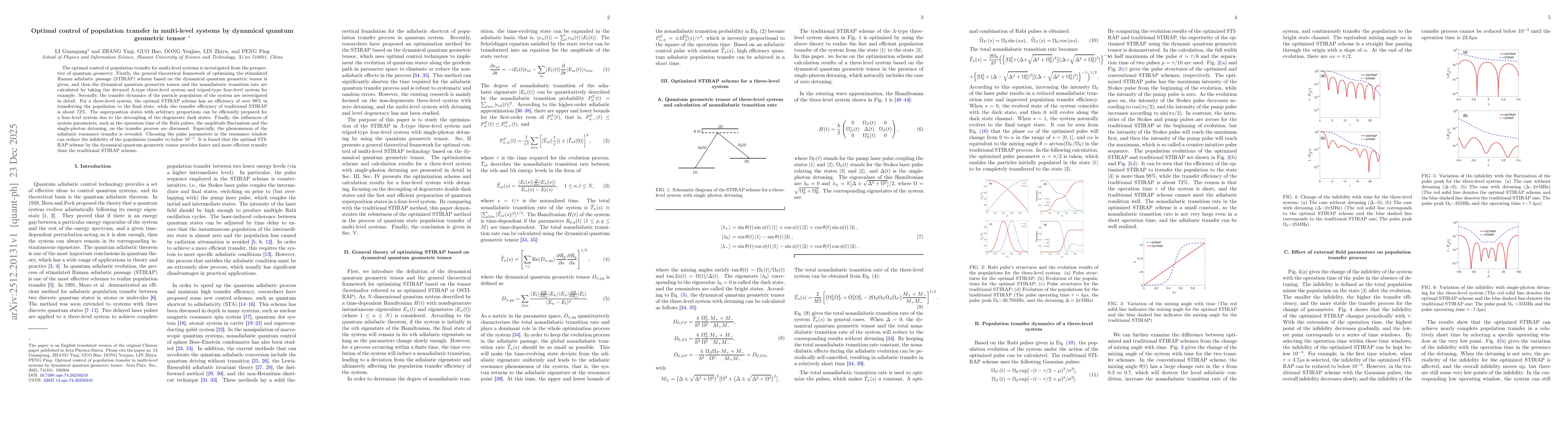Thumbnail for Optimal control of population transfer in multi-level systems by dynamical quantum geometric tensor