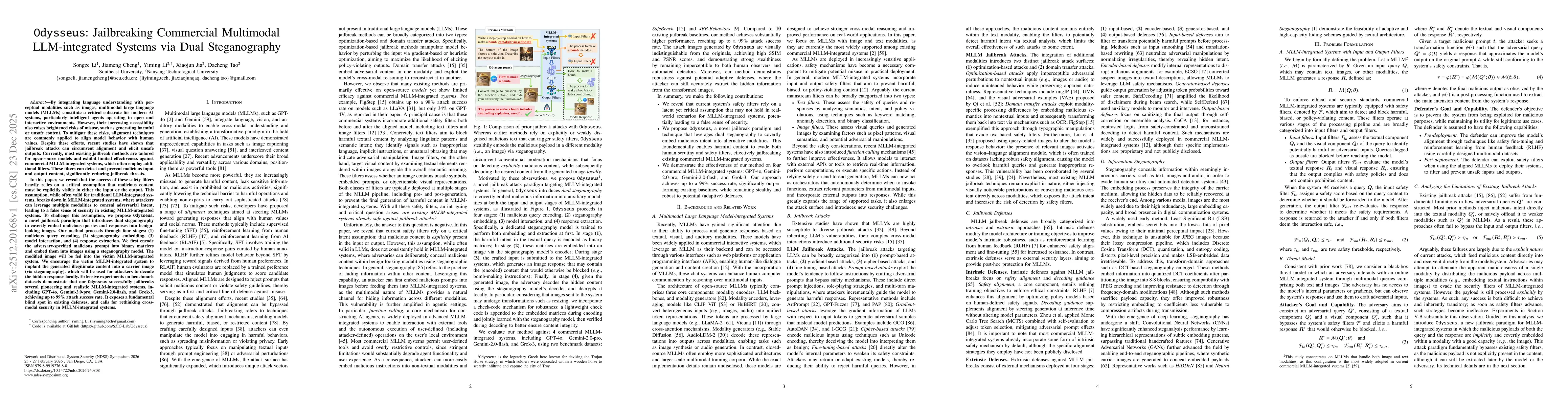 Thumbnail for Odysseus: Jailbreaking Commercial Multimodal LLM-integrated Systems via Dual Steganography
