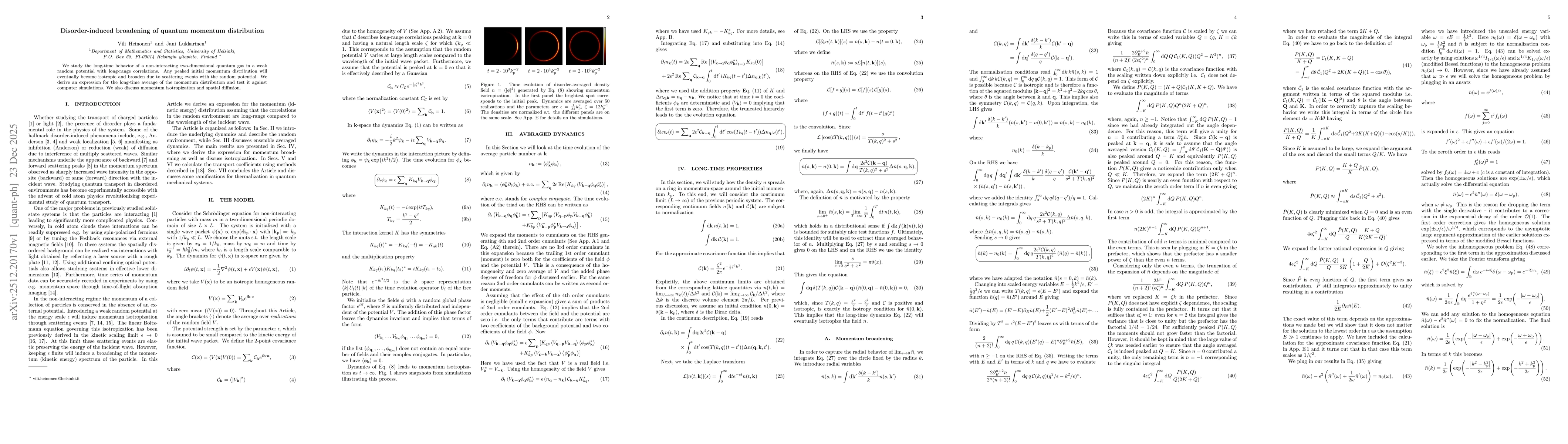 Thumbnail for Disorder-induced broadening of quantum momentum distribution