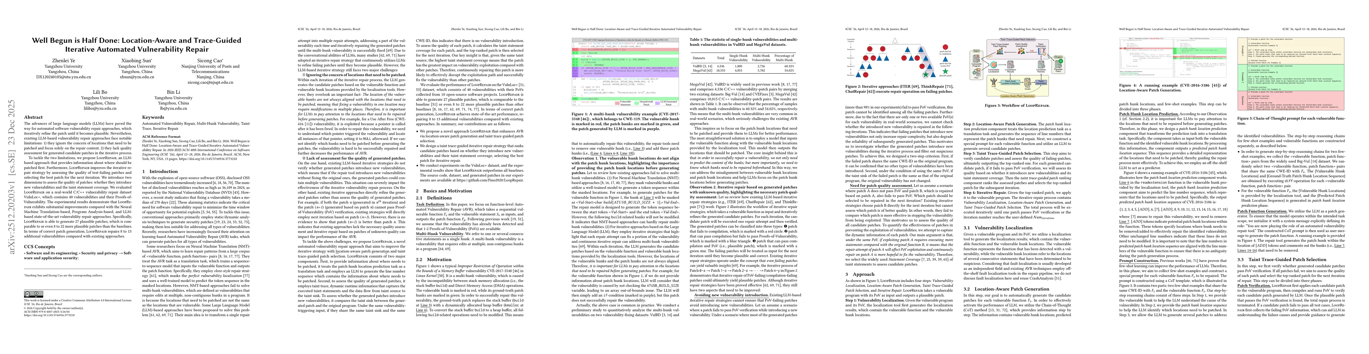 Thumbnail for Well Begun is Half Done: Location-Aware and Trace-Guided Iterative Automated Vulnerability Repair