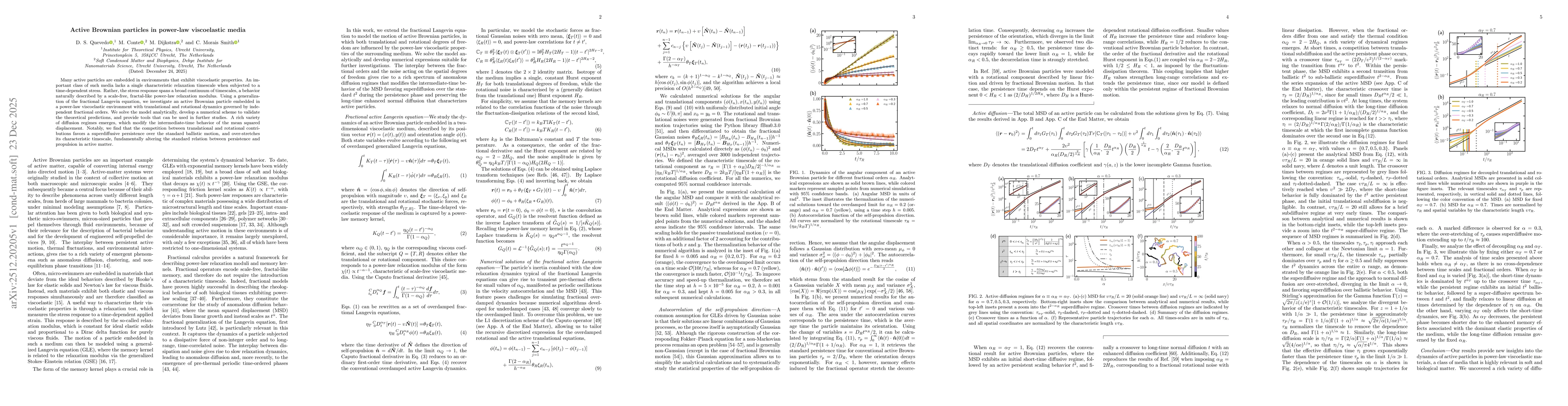 Thumbnail for Active Brownian particles in power-law viscoelastic media