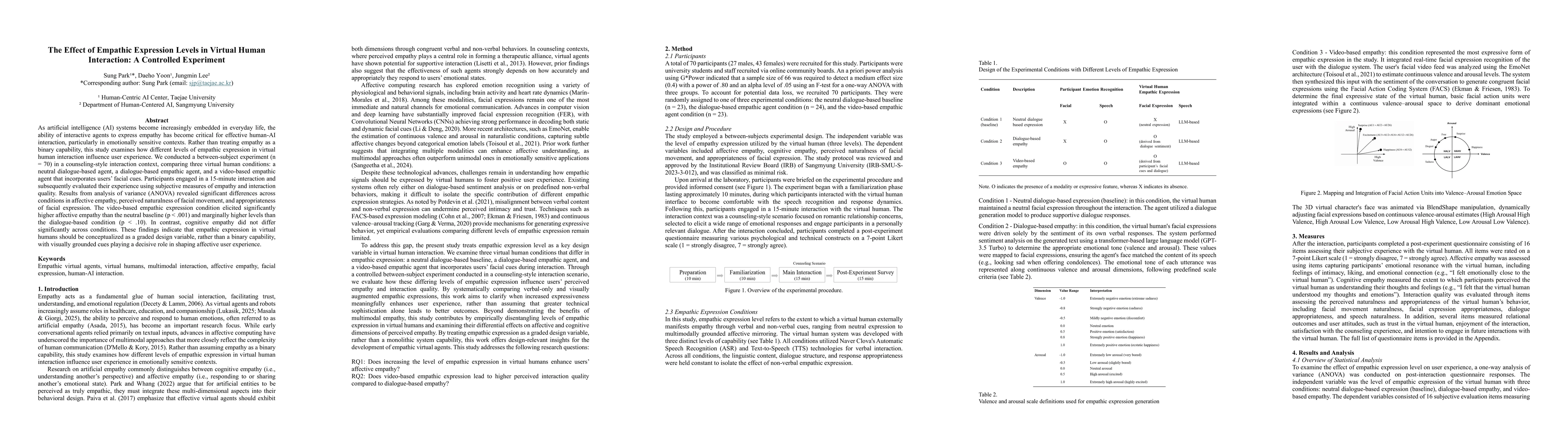Thumbnail for The Effect of Empathic Expression Levels in Virtual Human Interaction: A Controlled Experiment