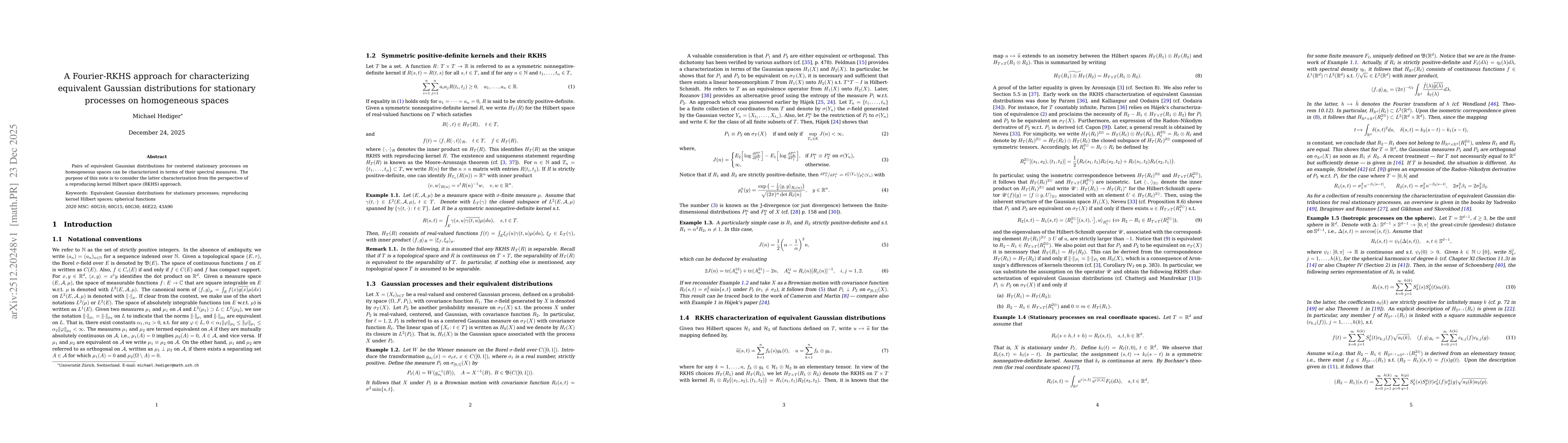 Thumbnail for A Fourier-RKHS approach for characterizing equivalent Gaussian distributions for stationary processes on homogeneous spaces