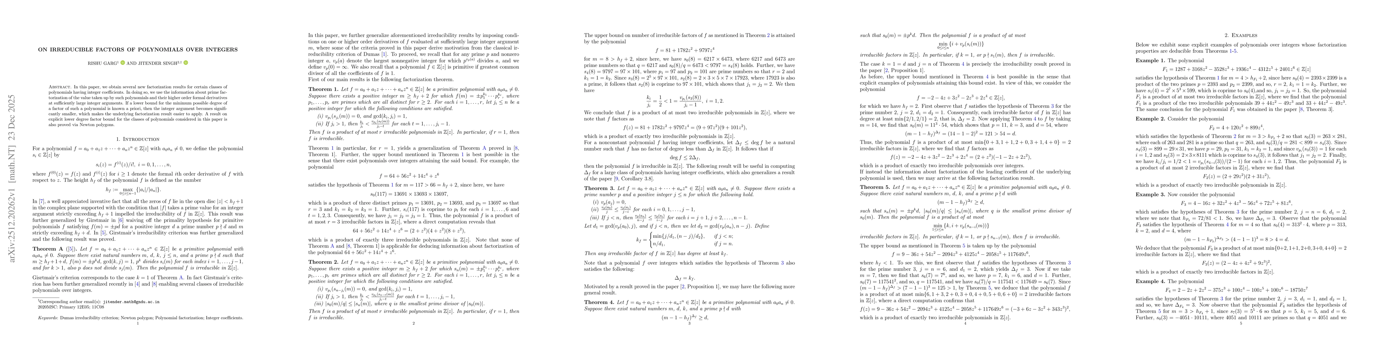 Thumbnail for On irreducible factors of polynomials over integers
