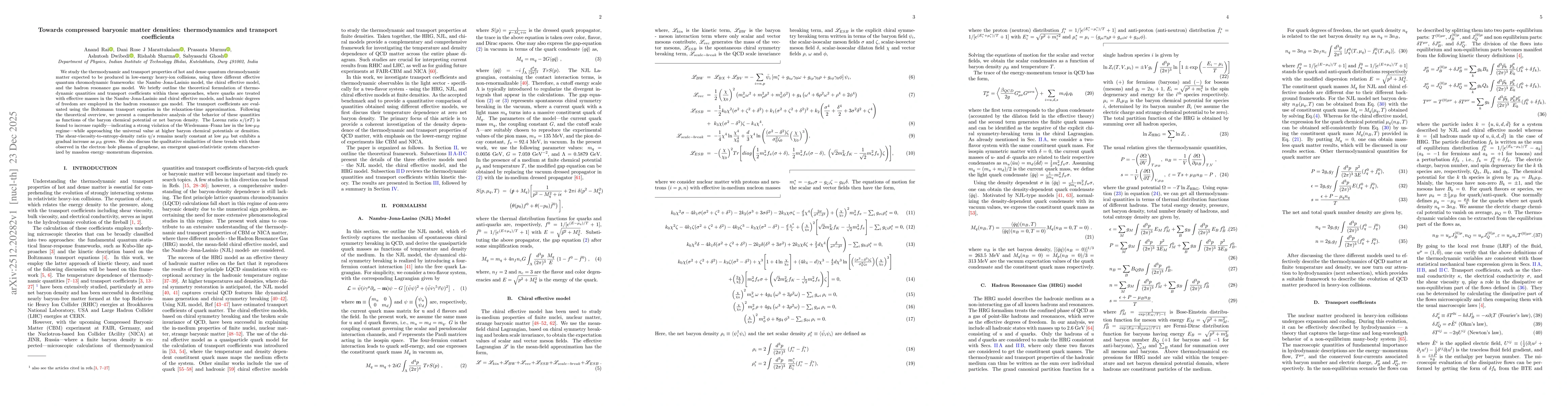 Thumbnail for Towards compressed baryonic matter densities: thermodynamics and transport coefficients