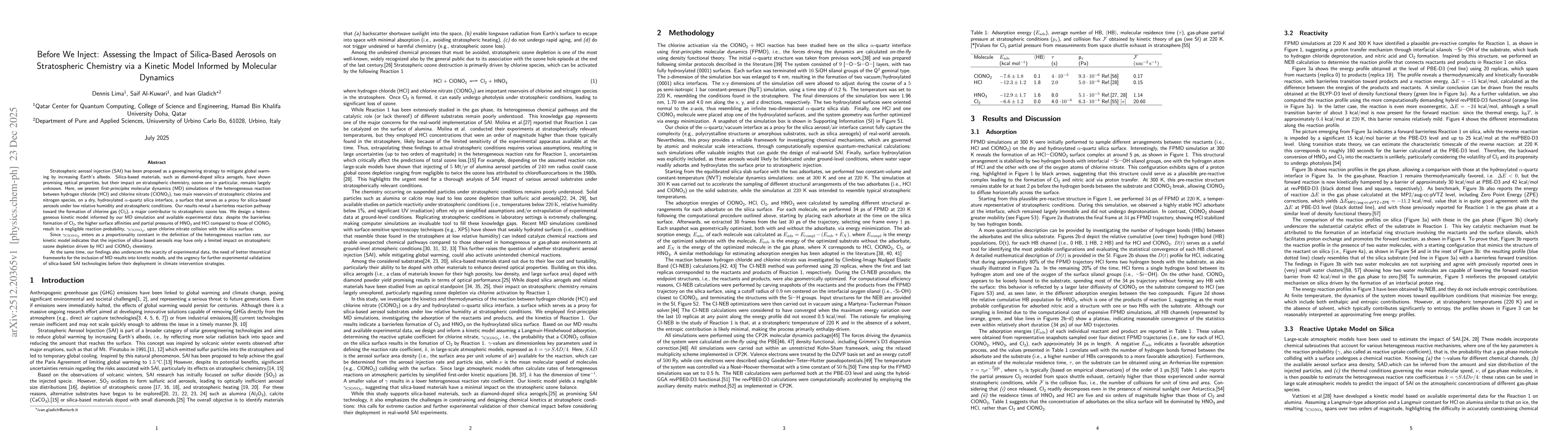 Thumbnail for Before We Inject: Assessing the Impact of Silica-Based Aerosols on Stratospheric Chemistry via a Kinetic Model Informed by Molecular Dynamics
