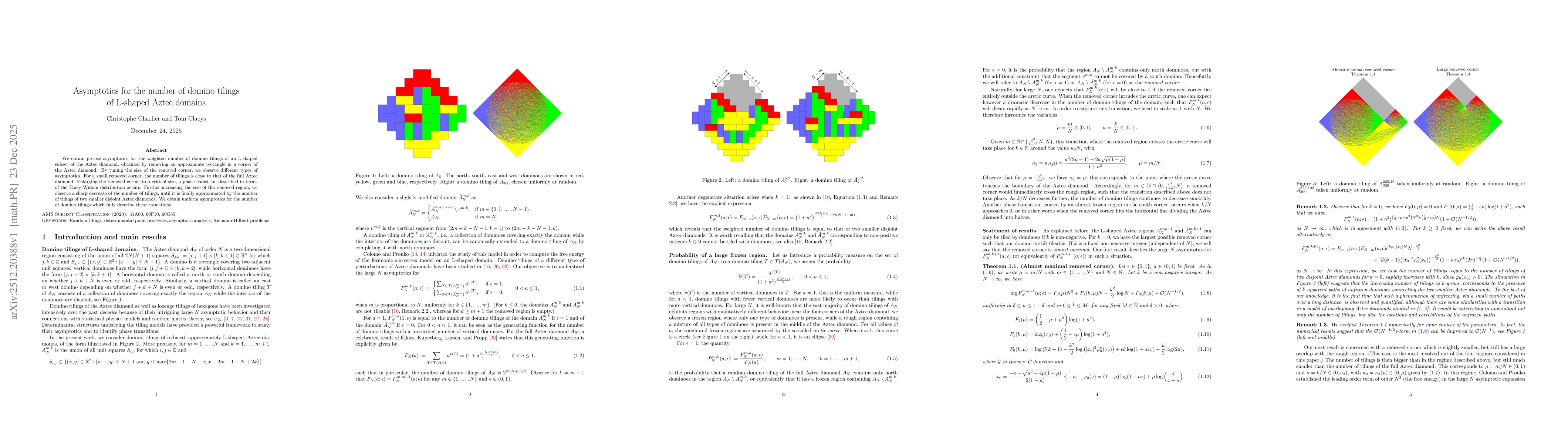 Thumbnail for Asymptotics for the number of domino tilings of L-shaped Aztec domains