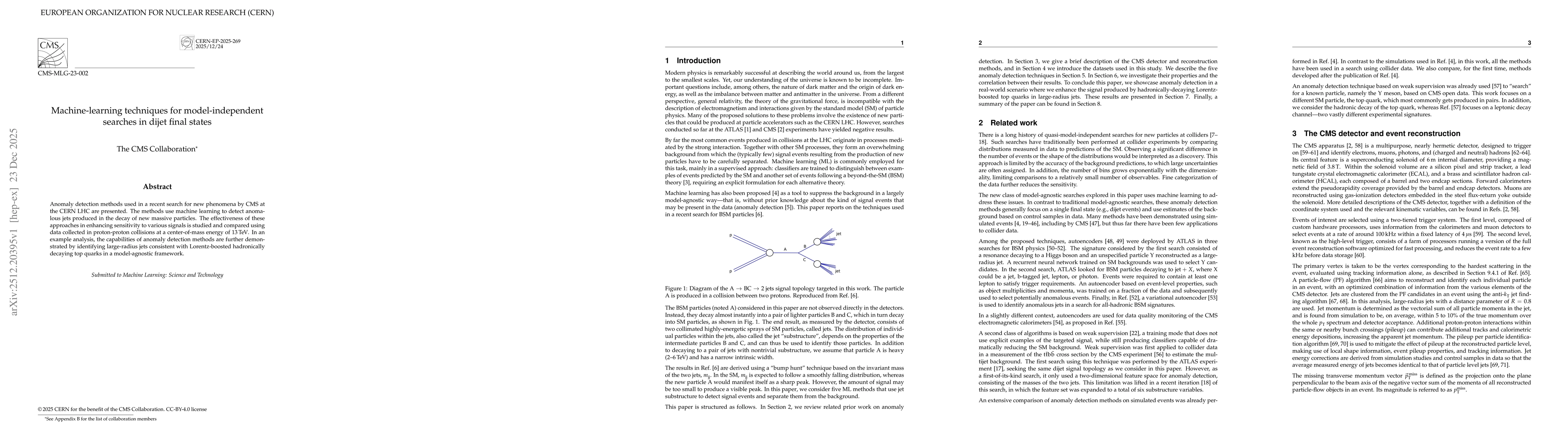 Thumbnail for Machine-learning techniques for model-independent searches in dijet final states