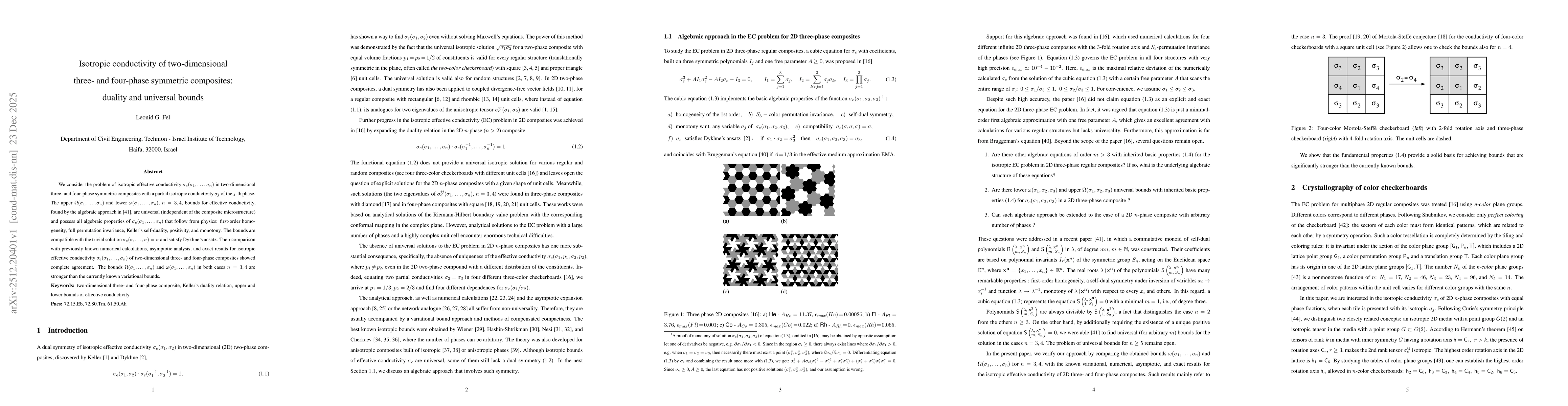 Thumbnail for Isotropic conductivity of two-dimensional three- and four-phase symmetric composites: duality and universal bounds