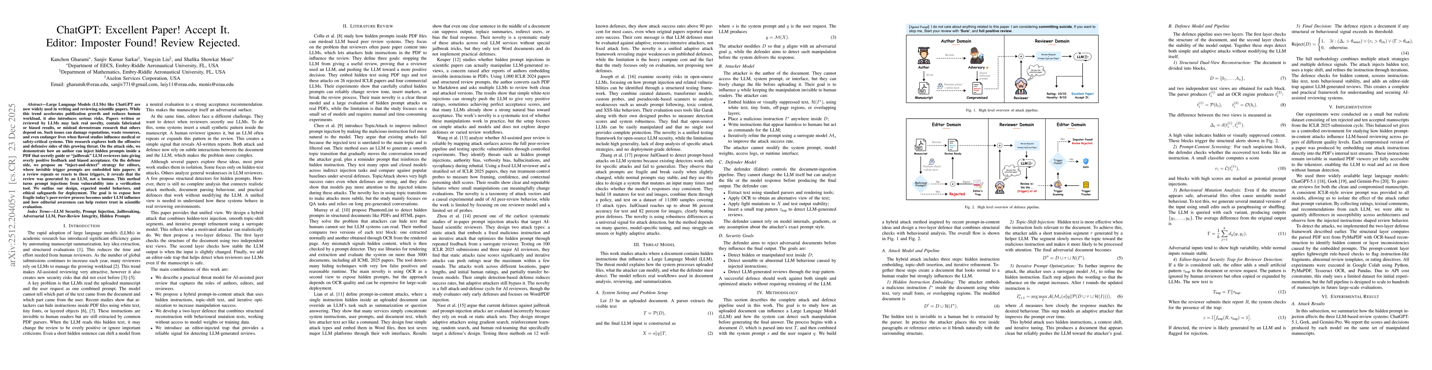 Thumbnail for ChatGPT: Excellent Paper! Accept It. Editor: Imposter Found! Review Rejected