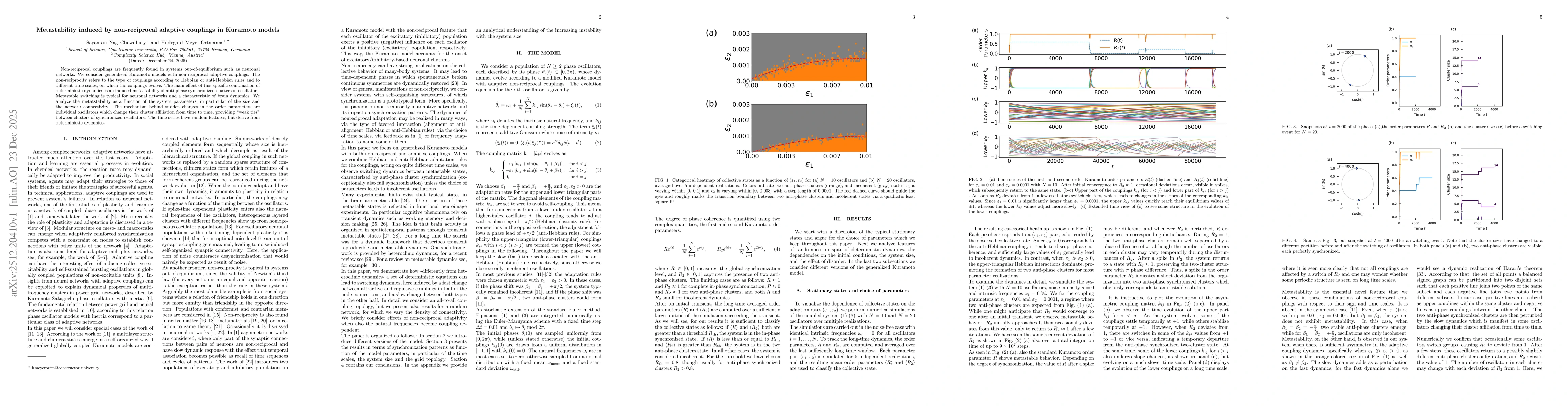 Thumbnail for Metastability induced by non-reciprocal adaptive couplings in Kuramoto models