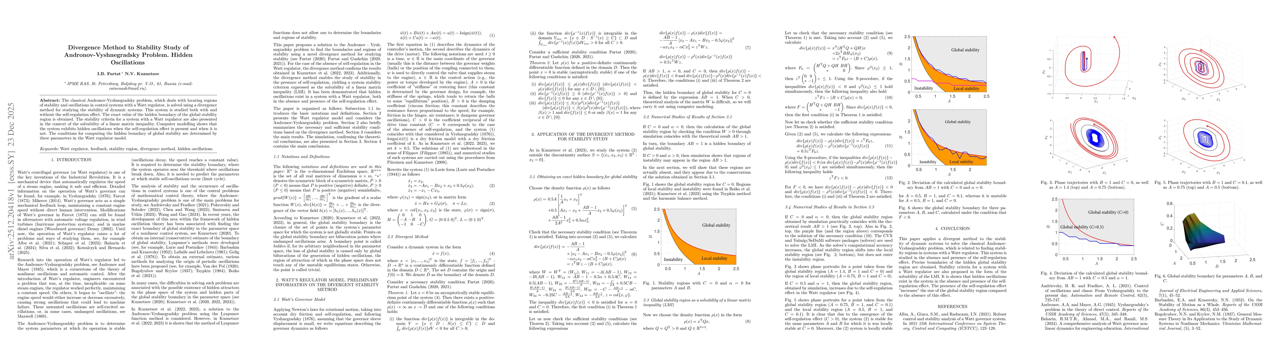 Thumbnail for Divergence Method to Stability Study of Andronov-Vyshnegradsky Problem. Hidden Oscillations