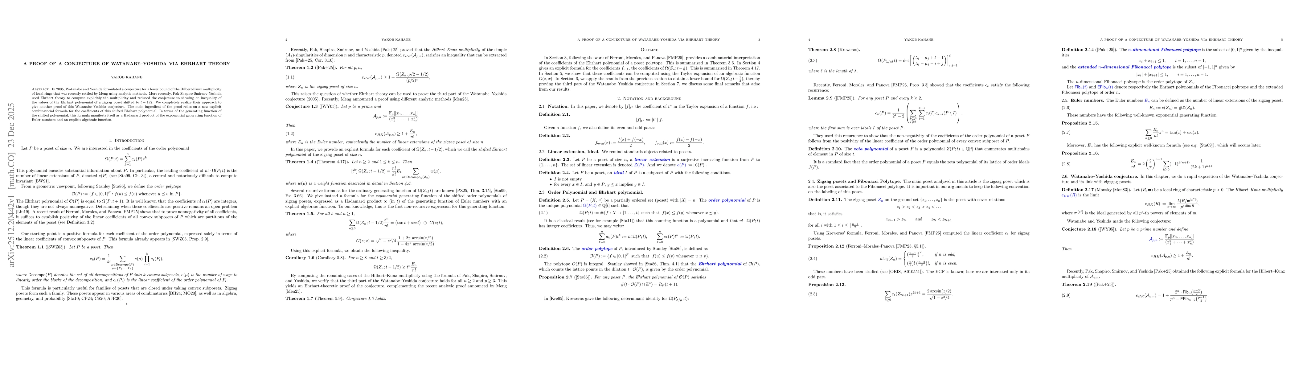 Thumbnail for A Proof of a conjecture of Watanabe--Yoshida via Ehrhart Theory