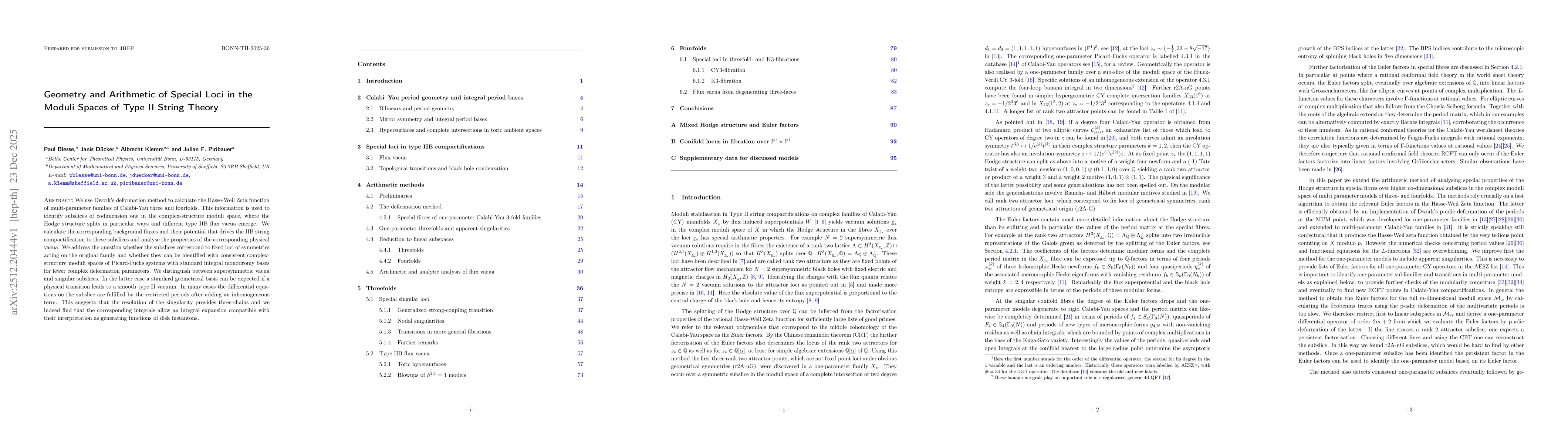 Thumbnail for Geometry and Arithmetic of Special Loci in the Moduli Spaces of Type II String Theory